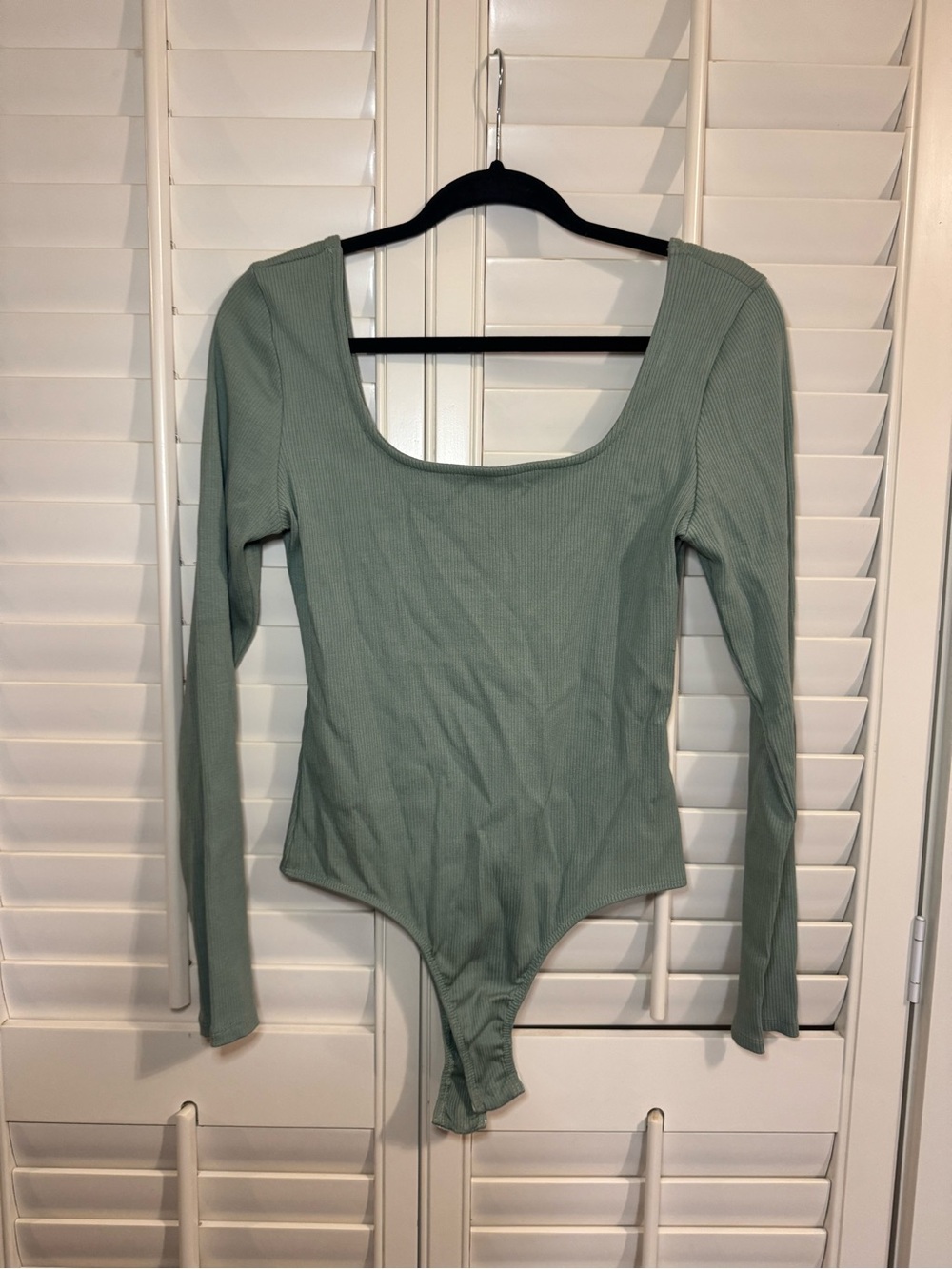 Altar'd State Sage Ribbed Long-Sleeve Scoop Bodysuit